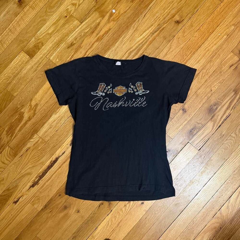 Harley-Davidson Nashville Rhinestone T-Shirt Women's M Black